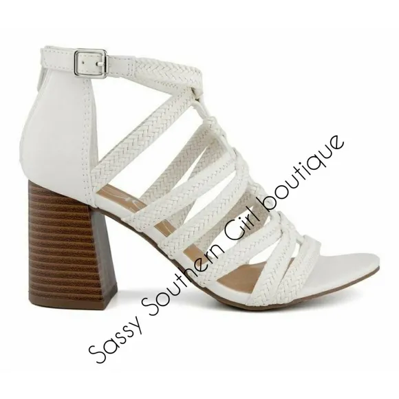 🆕⭐ SUGAR white braided heeled sandals