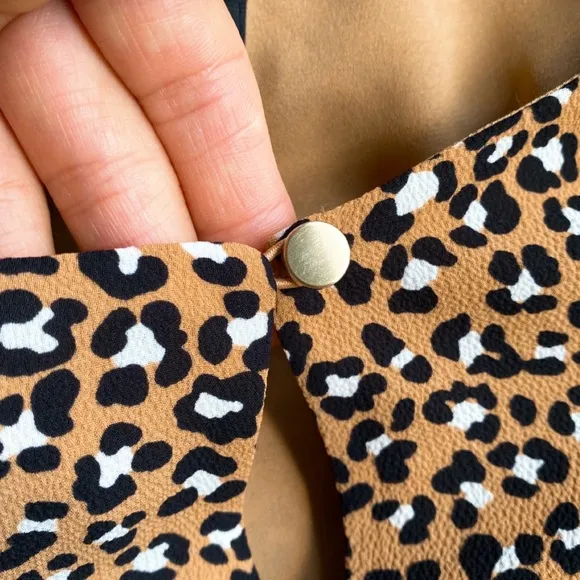 🍂 TALBOTS TAN BLACK ANIMAL PRINT LOOSE LONG SLEEVD DRESS!