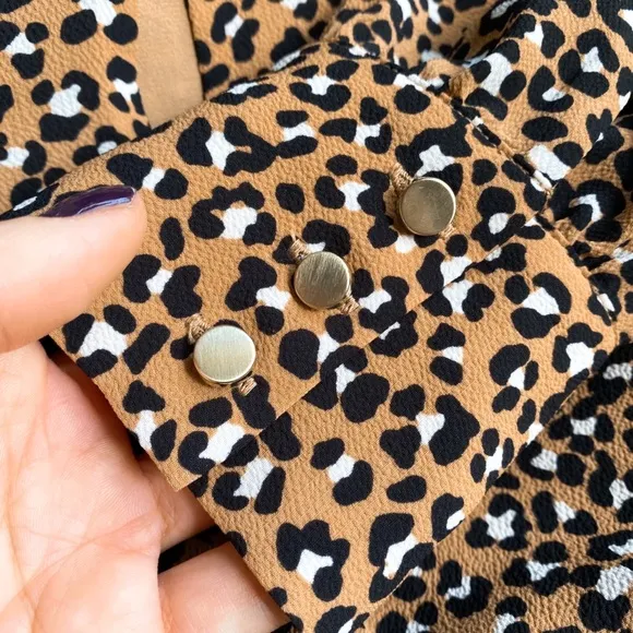 🍂 TALBOTS TAN BLACK ANIMAL PRINT LOOSE LONG SLEEVD DRESS!