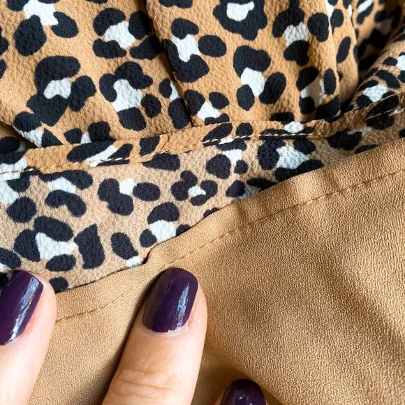 🍂 TALBOTS TAN BLACK ANIMAL PRINT LOOSE LONG SLEEVD DRESS!