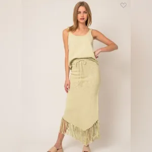 075 SAGE FRINGE SHIRT SET