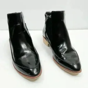 10 Crosby Derek Lam Black Leather Point Toe Block‎ Heel Ankle Boots