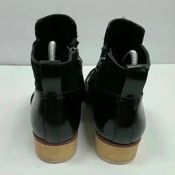 10 Crosby Derek Lam Black Leather Point Toe Block‎ Heel Ankle Boots