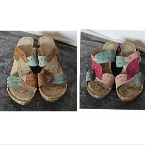 (2 pairs)Nature Breeze Platform Slip On Sandals Size size 7.5