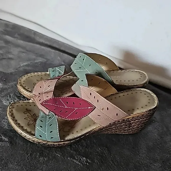 (2 pairs)Nature Breeze Platform Slip On Sandals Size size 7.5