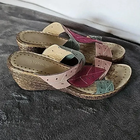 (2 pairs)Nature Breeze Platform Slip On Sandals Size size 7.5