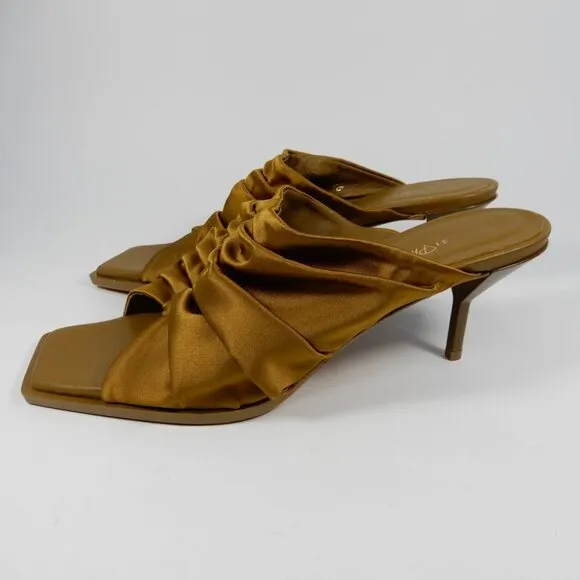 3.1 PHILLIP LIM Heeled Mules SANDALS Size 36 6 Olive Satin Leather NEW $575