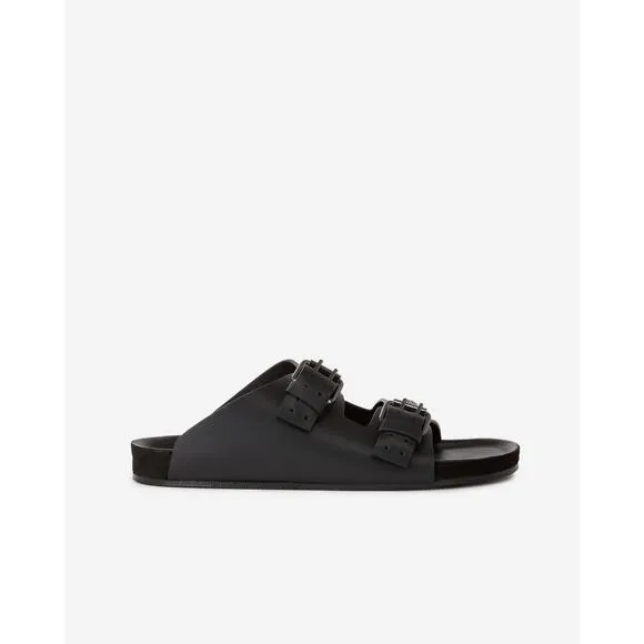 $365 New The Kooples Black Leather Studded Sandals - Fr 39 / US 8