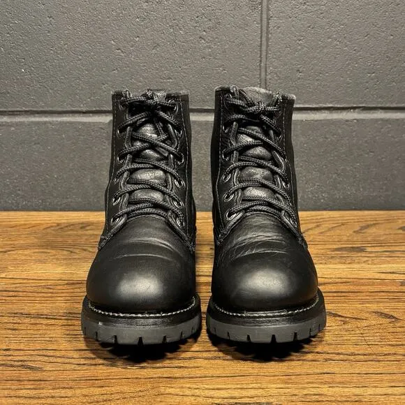 90s Vintage Skechers Chunky Black Leather Cascade Logger Boots Women’s 7