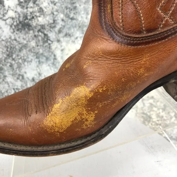 ACME VTG Men's Size 9D Brown Leather Pointed Toe Block Heel Western Cowboy Boots