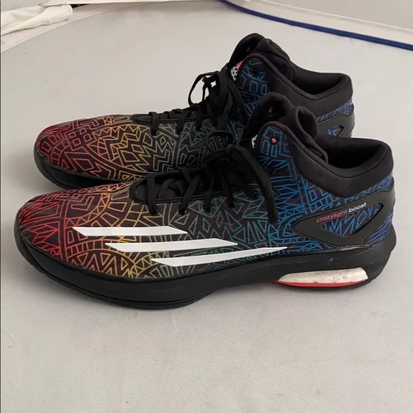 Adidas Crazylight Boost multicolor rainbow mid top basketball sneakers