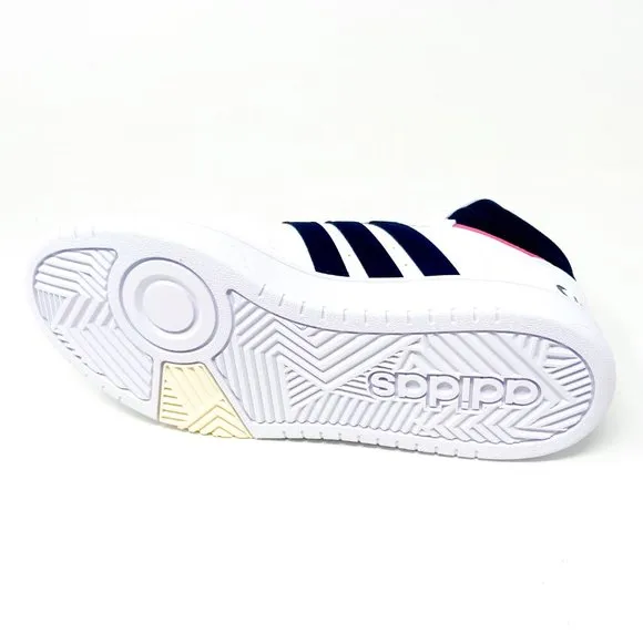 Adidas Hoops 3.0 Mid White Black Womens Leather Basketball Sneakers GW5455