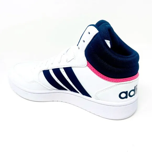 Adidas Hoops 3.0 Mid White Black Womens Leather Basketball Sneakers GW5455
