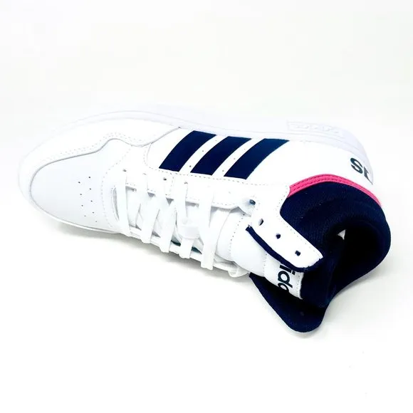 Adidas Hoops 3.0 Mid White Black Womens Leather Basketball Sneakers GW5455