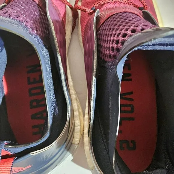 Adidas Men's Harden Vol.2 'Ignite' Boost Maroon/ Red Basketball Sneakers Size 10