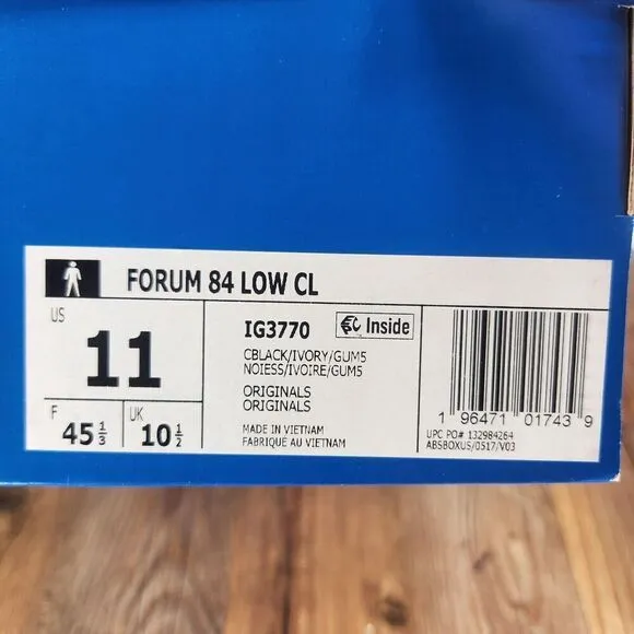 Adidas Originals Forum 84 Low CL IG3770 Mens 11 Black Gum Skater Sneakers Shoes