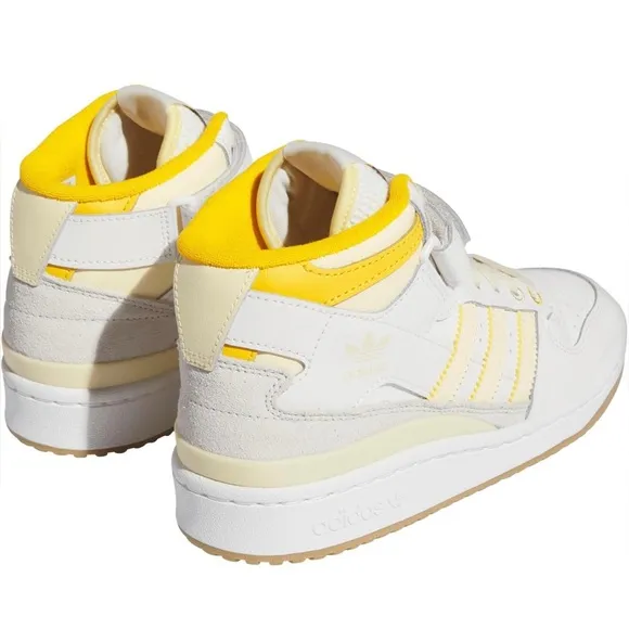 Adidas Originals unisex-Big Kids Forum Mid Sneaker 💛Cloud White/Crew Yellow 4.5