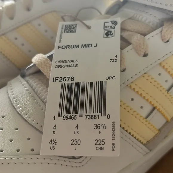 Adidas Originals unisex-Big Kids Forum Mid Sneaker 💛Cloud White/Crew Yellow 4.5