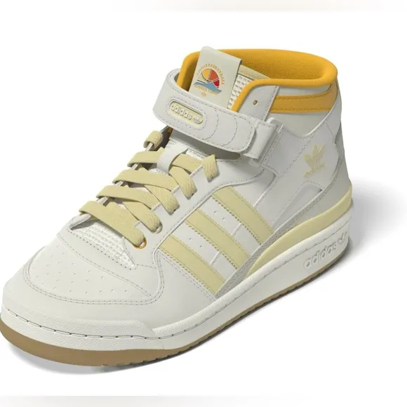 Adidas Originals unisex-Big Kids Forum Mid Sneaker 💛Cloud White/Crew Yellow 4.5