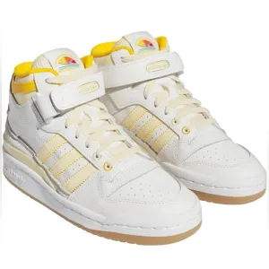 Adidas Originals unisex-Big Kids Forum Mid Sneaker 💛Cloud White/Crew Yellow 4.5