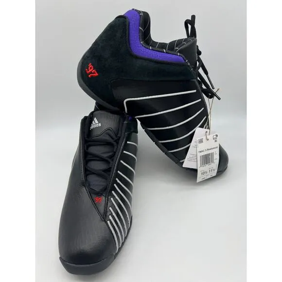 Adidas TMAC 3 Restomod Raptors Black Purple Men Basketball Sneakers Size 10.5 NW