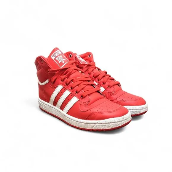 Adidas Top Ten Red/White Hi Top Basketball Sneakers - Men's Size 5.5