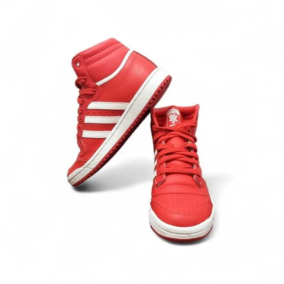 Adidas Top Ten Red/White Hi Top Basketball Sneakers - Men's Size 5.5