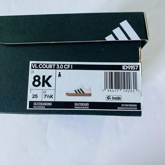 Adidas | VL Court 3.0 Skateboarding Shoes Kids 8K NWT
