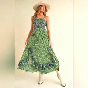 Aemi   Co Ditsy Floral Ruffled Hem Maxi Cami Dress