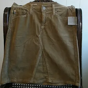 AG Adriano Goldschmied Tan Corduroy Jeans-Style 5-Pocket Mid-box Skirt Size 26