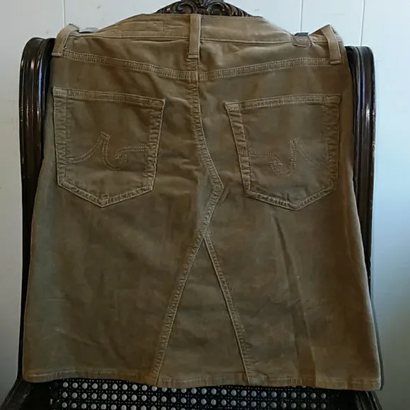 AG Adriano Goldschmied Tan Corduroy Jeans-Style 5-Pocket Mid-box Skirt Size 26