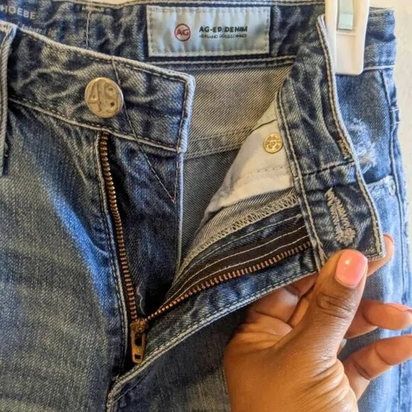 AG-ED Phoebe Vintage Jeans 25R High Rise Tapered Distressed 100% Cotton