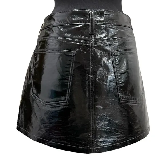 AGOLDE Liv Skirt | Recycled Patent Leather Mini in Black | Size 30