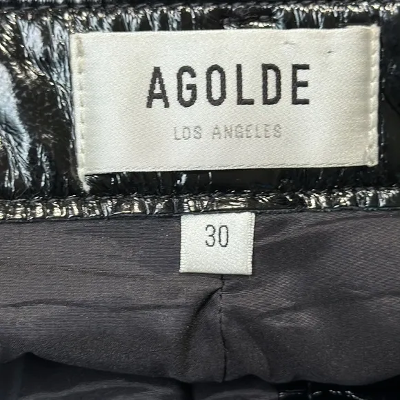 AGOLDE Liv Skirt | Recycled Patent Leather Mini in Black | Size 30