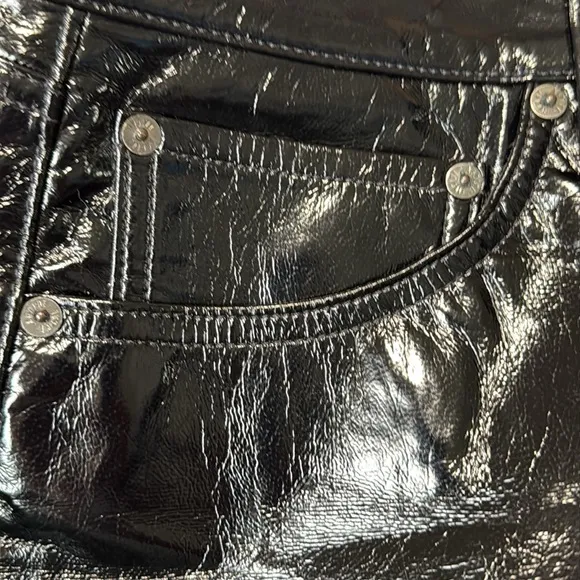 AGOLDE Liv Skirt | Recycled Patent Leather Mini in Black | Size 30