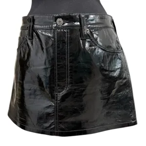 AGOLDE Liv Skirt | Recycled Patent Leather Mini in Black | Size 30