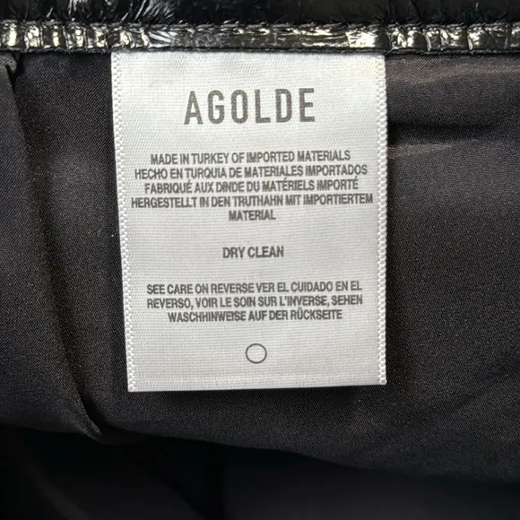 AGOLDE Liv Skirt | Recycled Patent Leather Mini in Black | Size 30