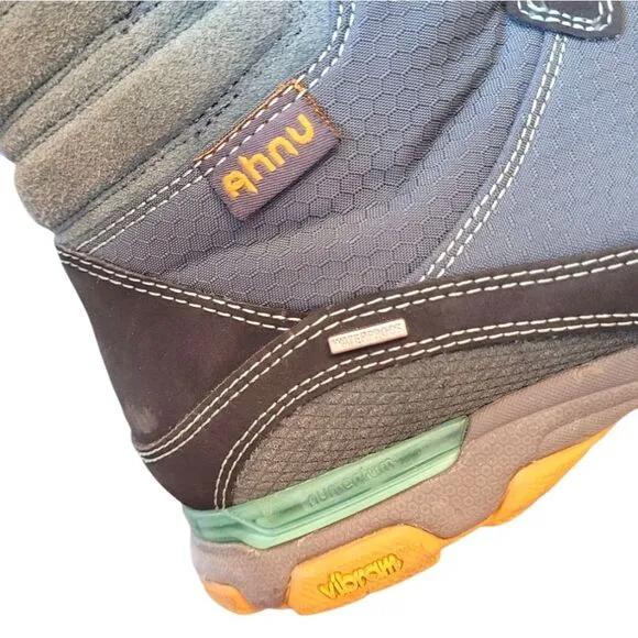 Ahnu Women's Blue Grey Waterproof Vibram Sole Hiking Boots Size 9.5