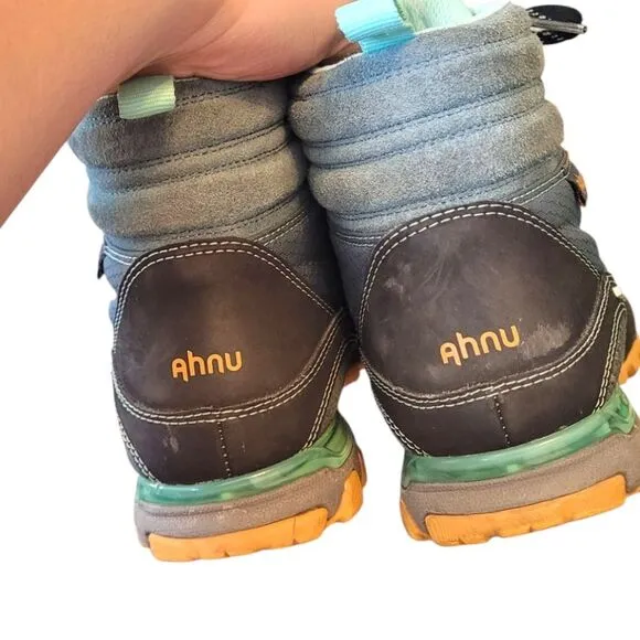 Ahnu Women's Blue Grey Waterproof Vibram Sole Hiking Boots Size 9.5