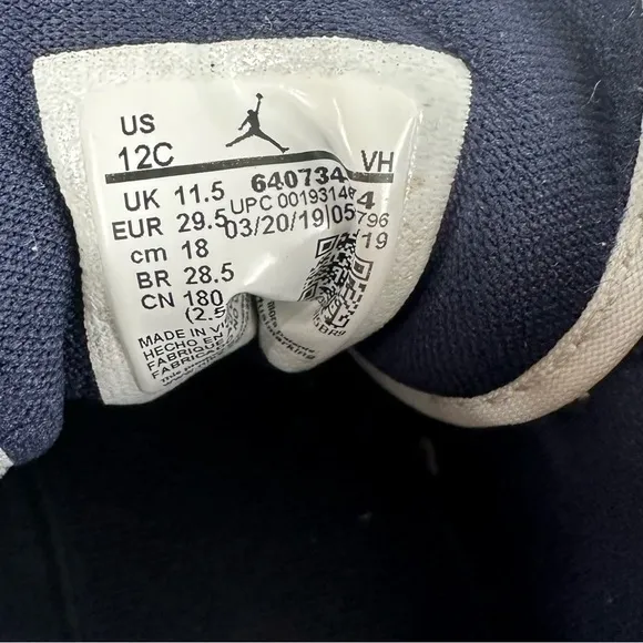 Air Jordan 1 mid PS &quot;Obsidian&quot; Sneakers 640734-174 Youth Size 12C