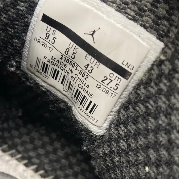 Air Jordan 10 Mens Size 9.5 Shadow Gray Black Basketball Shoes Sneakers