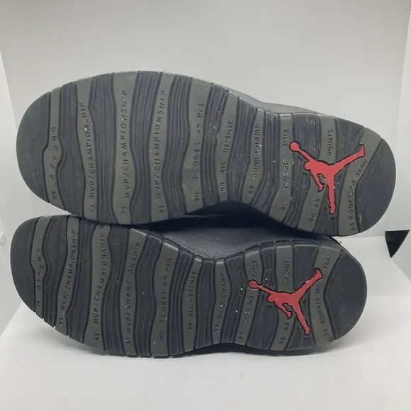 Air Jordan 10 Mens Size 9.5 Shadow Gray Black Basketball Shoes Sneakers