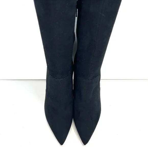 Aldo Vegan Suede Pointed Toe Thigh High Heeled Zip Boots