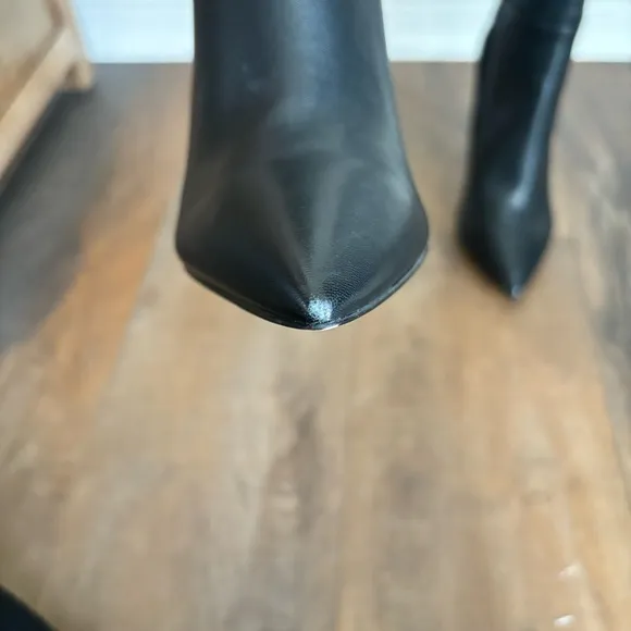 ALDO Women Size 7 Milann Pointed-Toe Tall 4” Stiletto Heel Black Leather Boots