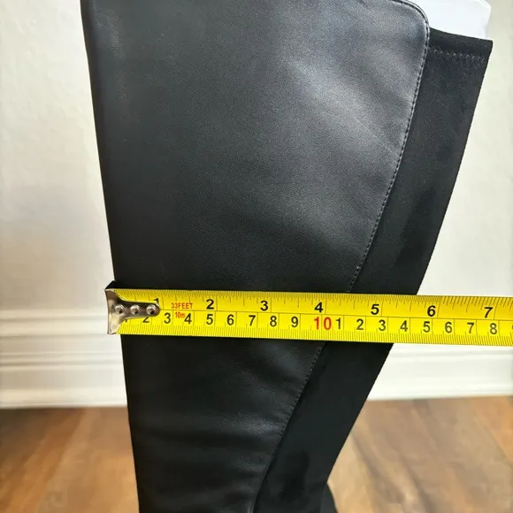 ALDO Women Size 7 Milann Pointed-Toe Tall 4” Stiletto Heel Black Leather Boots