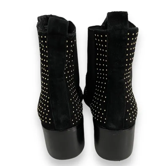 Alice   Olivia Alistair Black Suede Gold Studded Pull On Chelsea Boots Size 9.5