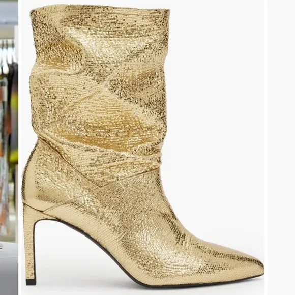 All Saints metallic gold Orlana Pointed Toe Boot
