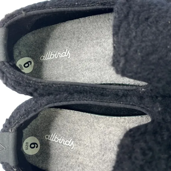 Allbirds Wool Lounger Fluff Slip On‎ Sneakers Black Womens Loafers Size 9