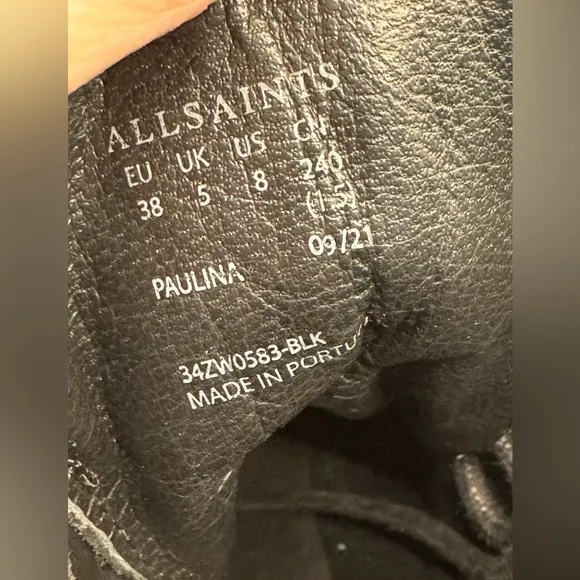 Allsaints Paulina Boot Women’s Size 8 Black Moto Combat Ankle Boot