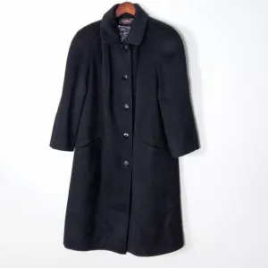 Alorna Women’s Black Overcoat Wool Rounded Shoulders Graphic Lining Size L